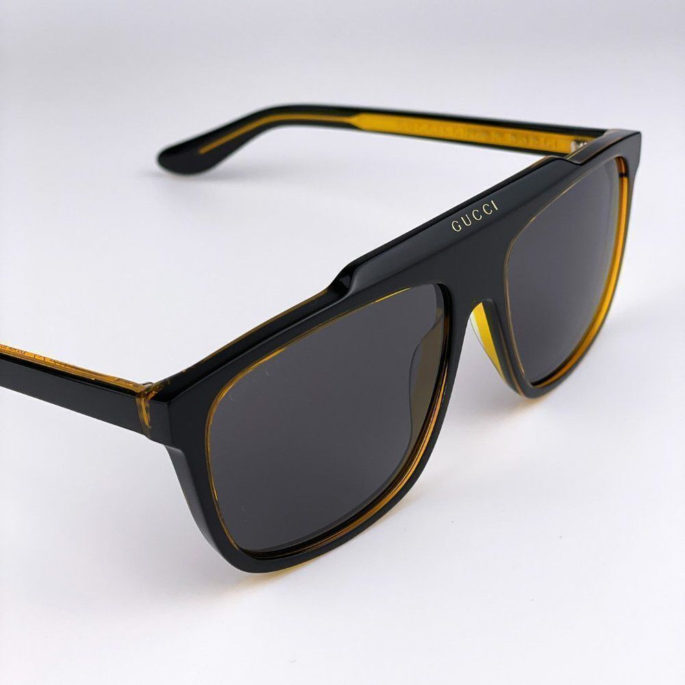 NEW GUCCI GG1039S 001 Black/Yellow Gray Aviator Plastic Men Sunglasses - Picture 8 of 13